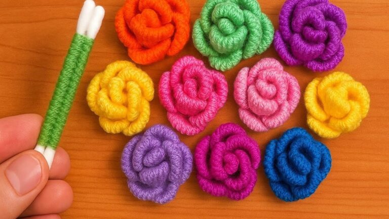 This simple idea transforms yarn and swabs into elegant flowers…