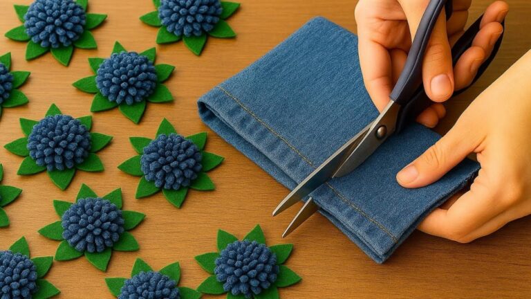 This forgotten trick transforms old jeans into stunning flower decor…
