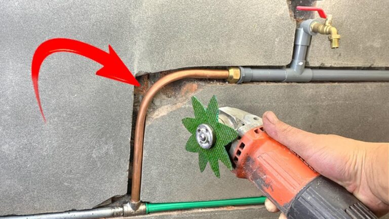 This simple gesture transforms metal plumbing connections using foam…