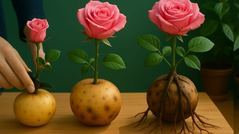 Grow 10 Beautiful Roses Fast: Use Potato Cuttings for Amazing Results!