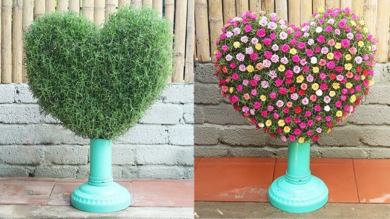 Transform Plastic Bottles into a Stunning Heart-Shaped Portulaca Garden