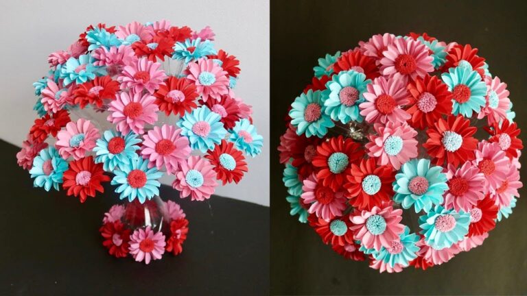Creative Plastic Bottle Flower Vases: DIY Paper Flowers for Home Decor