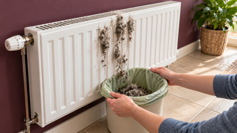 The bag, an unexpected accessory for cleaning a radiator